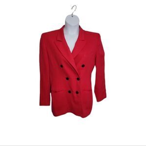 VINTAGE 90s blazer magenta‎ pink barbiecore wool double breasted M